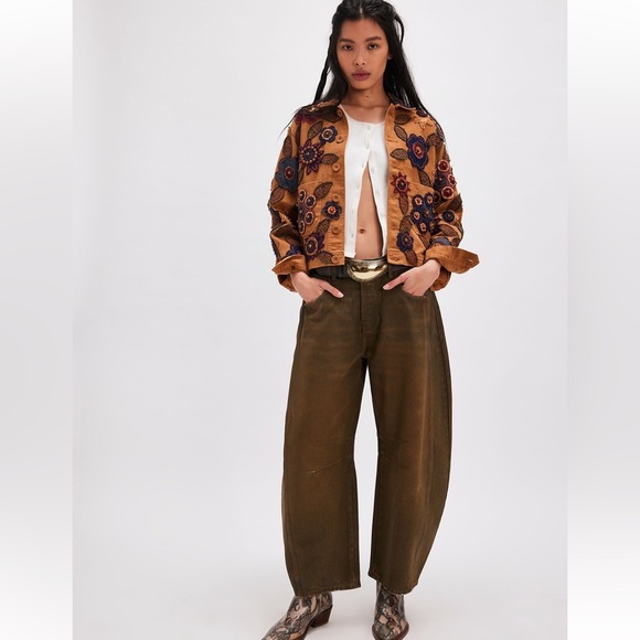 NWT We The Free Good Luck Coated Jeans New Moon Oversized 32 Women - Picture 2 of 11